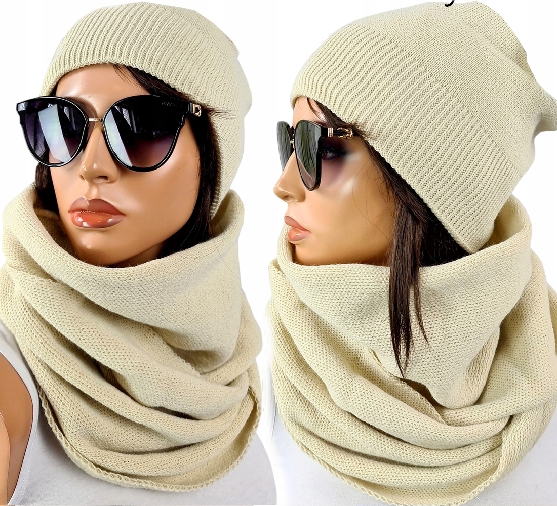 POLSKI KOMPLET CZAPKA + DUŻY KOMIN CIEPŁY # KOLORY