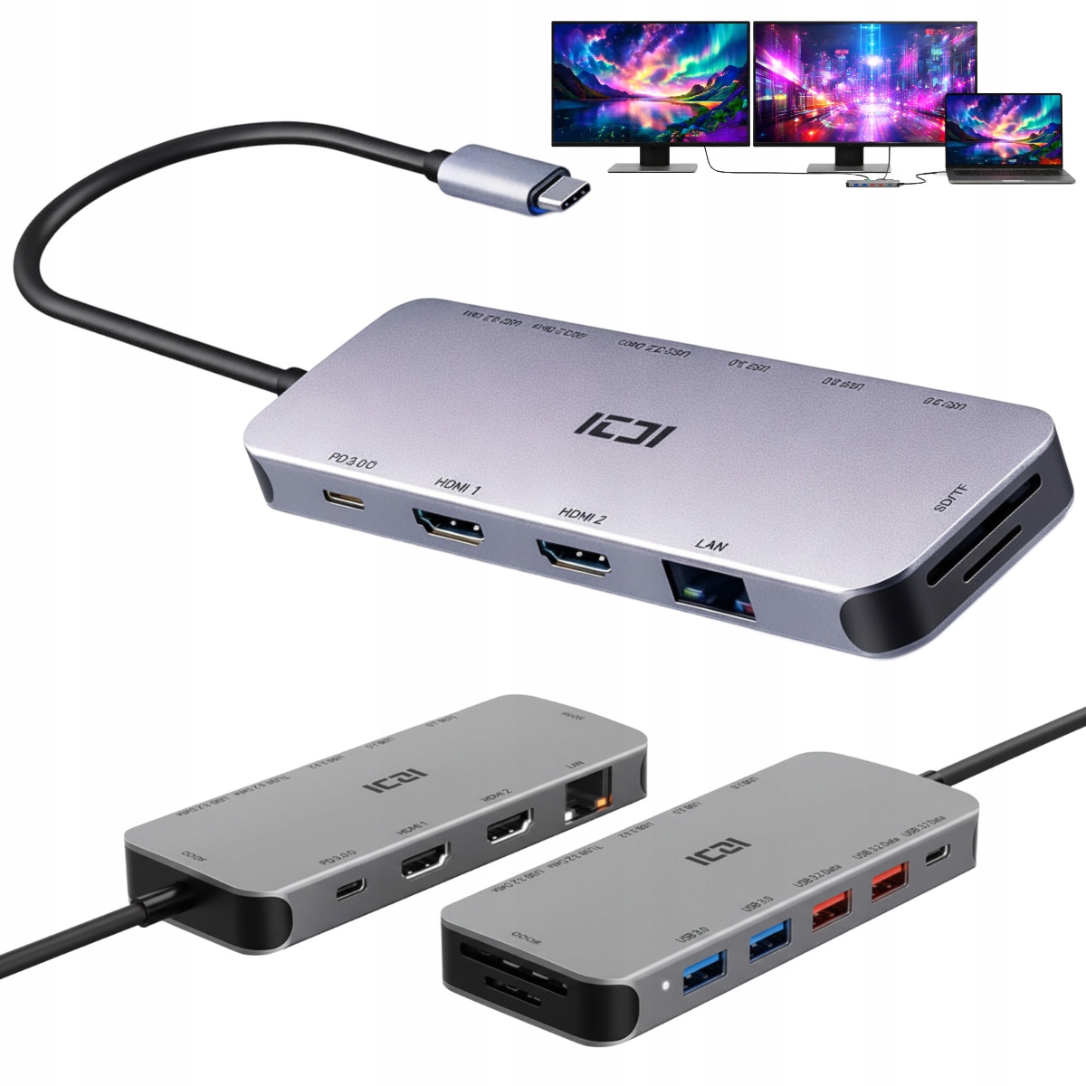 Asus stacja dokująca do laptopa Usb-c rozszerzenie obrazu do 2 monitorów