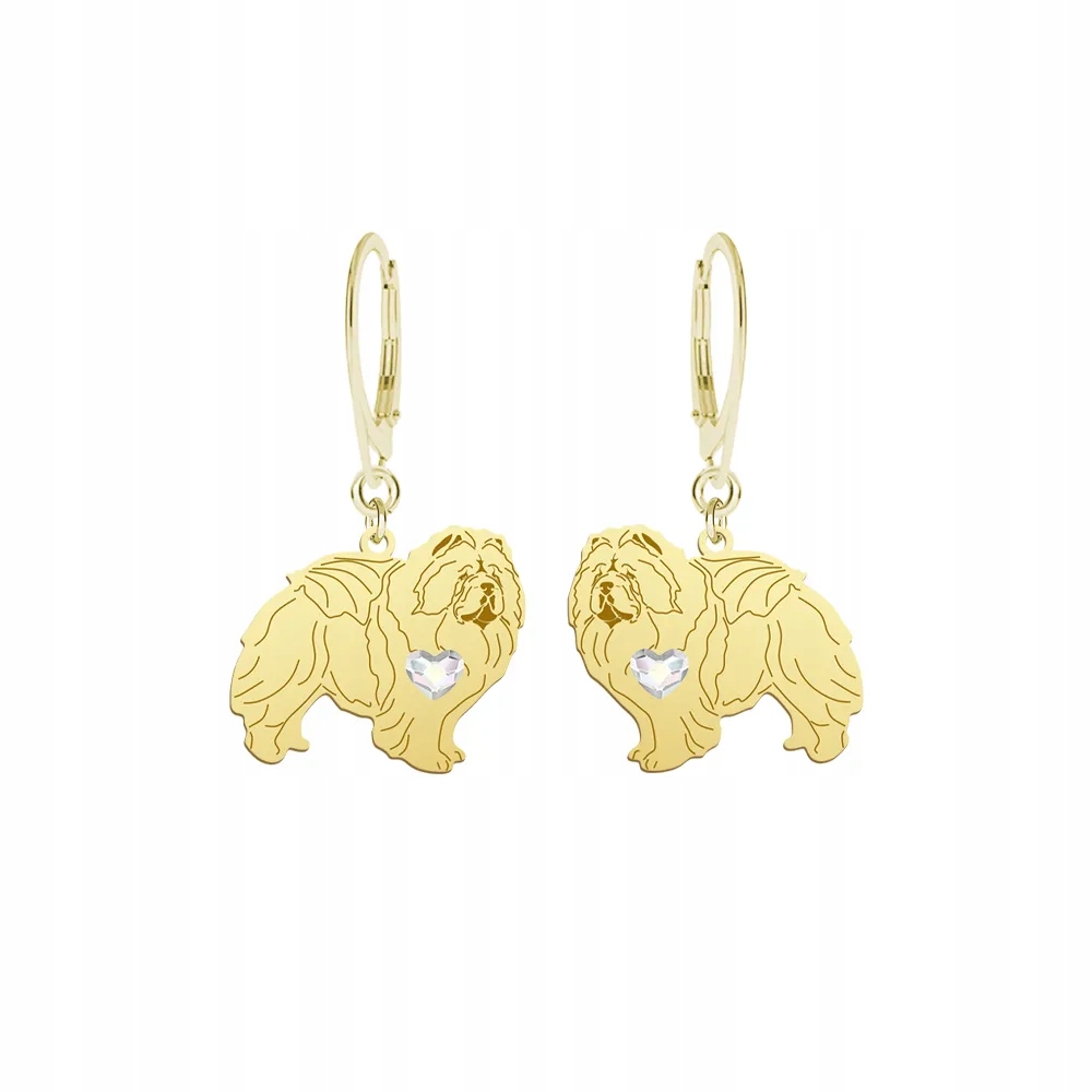 Náušnice Zlaté s pejskem Chow chow 925 Dárek Žena Gravírování Dedikace Bonus