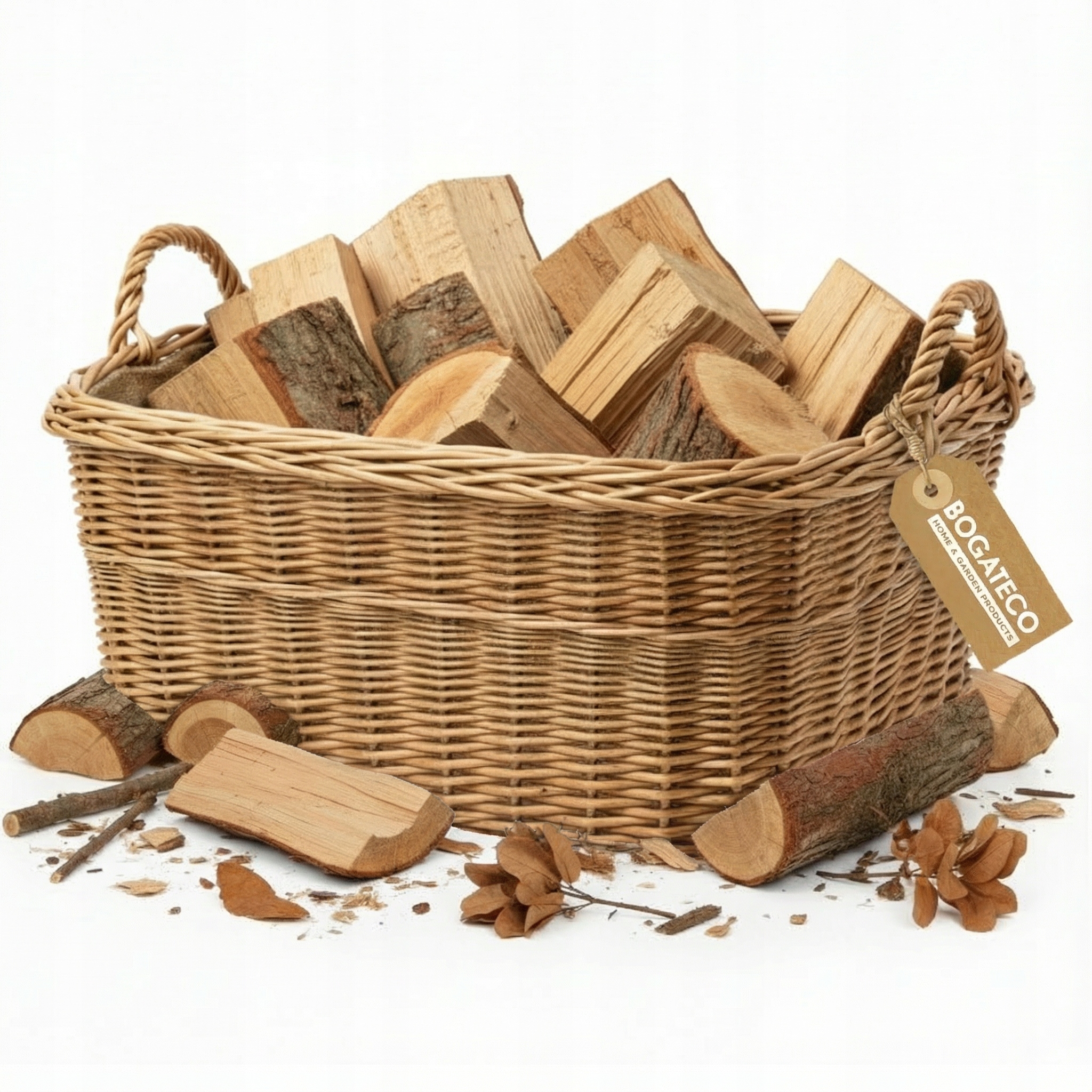 Krbový Koš 50 x 40 CM Velký Proutěný Koš Na Krbové Dřevo S Jutou