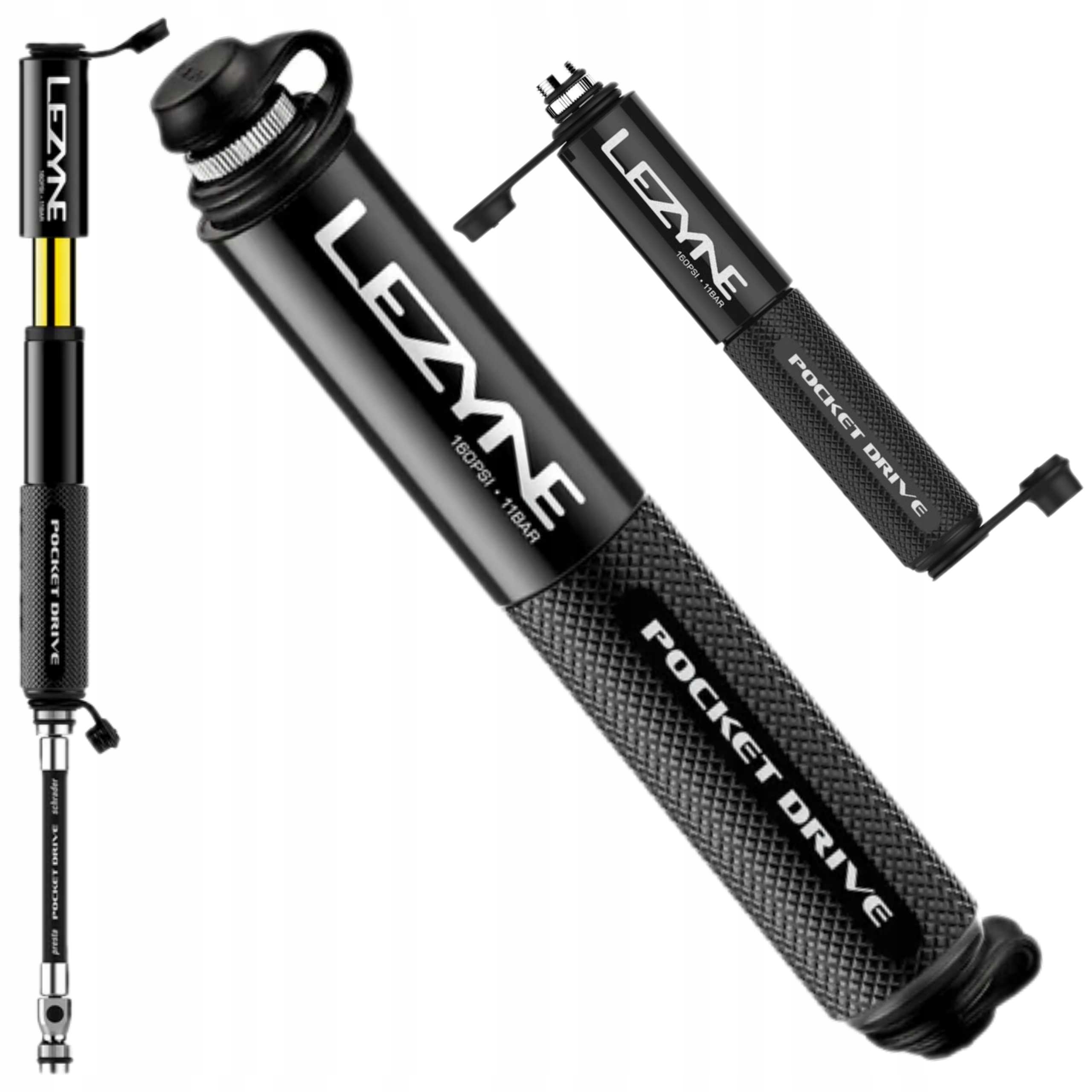 Pumpička na kolo Lezyne Pocket Drive Abs Flex 160PSI 11BAR 140 mm hliník