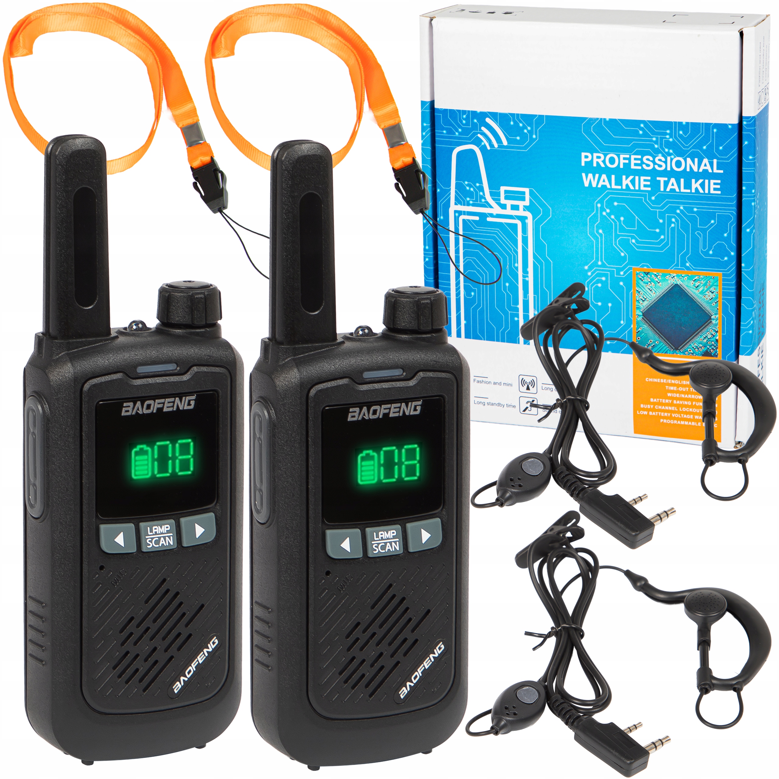 Krótkofalówki 2x Walkie Talkie Baofeng Radiotelefon Latarka Duży Zasięg