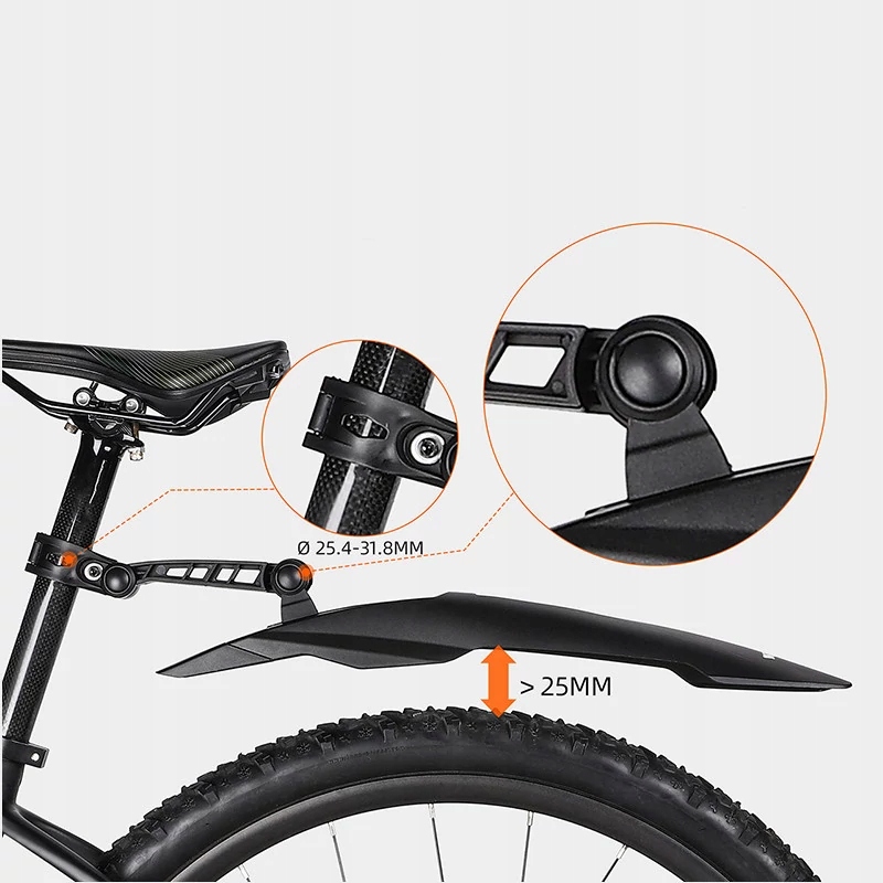 Błotnik rowerow tylny regulowany Mtb na sztycę 26-29