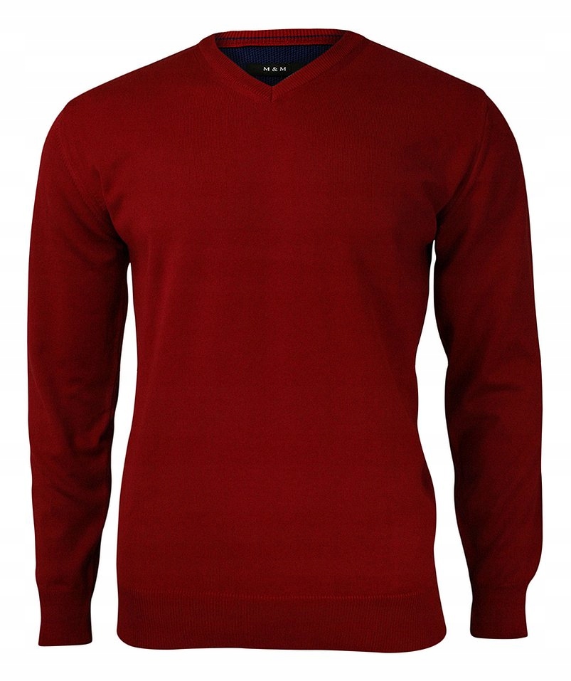

Czerwony Sweter Męski V-neck -MM Classic- L