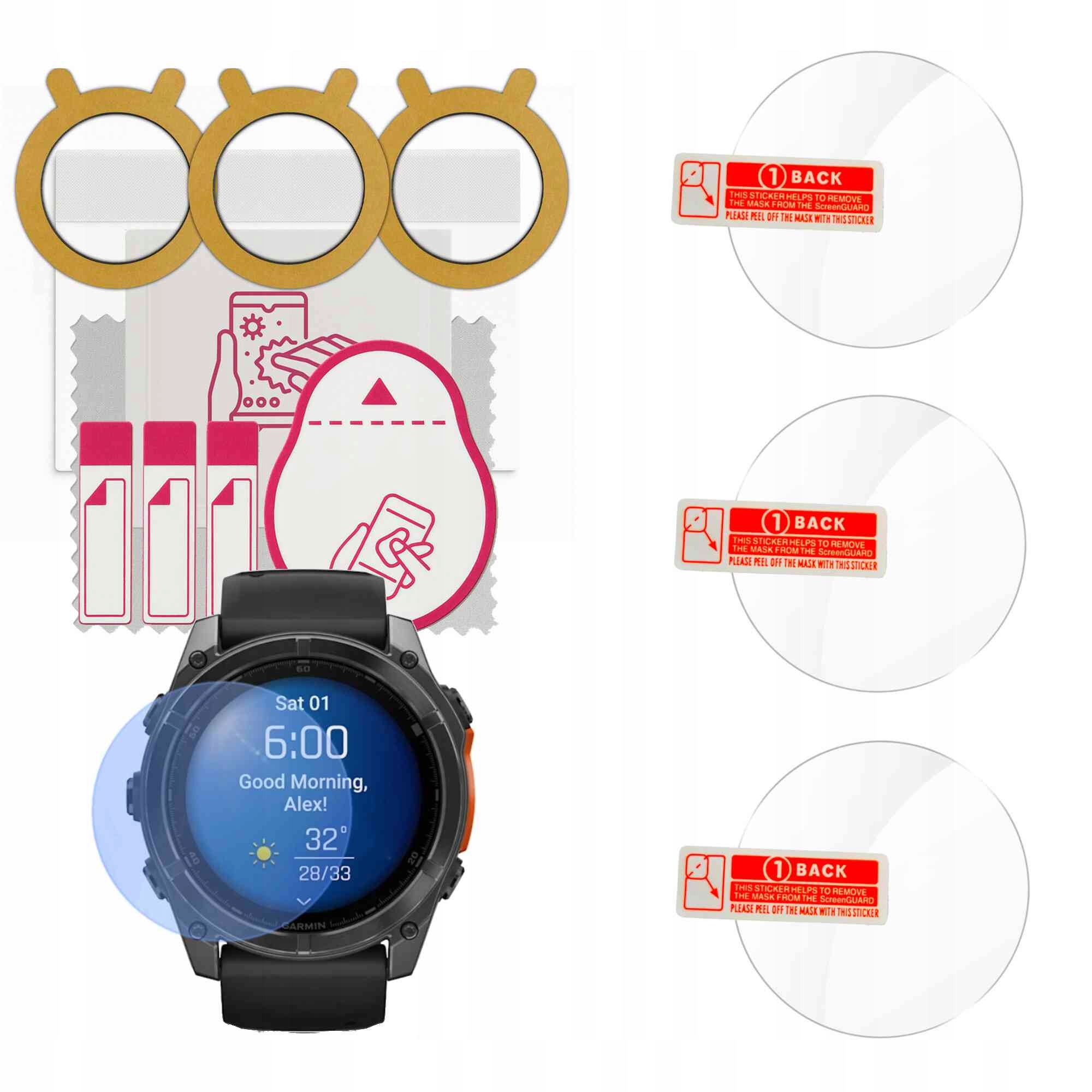 3x Szkło hartowane szybka hartowana 9H apgo do Garmin Fenix 8 47 mm