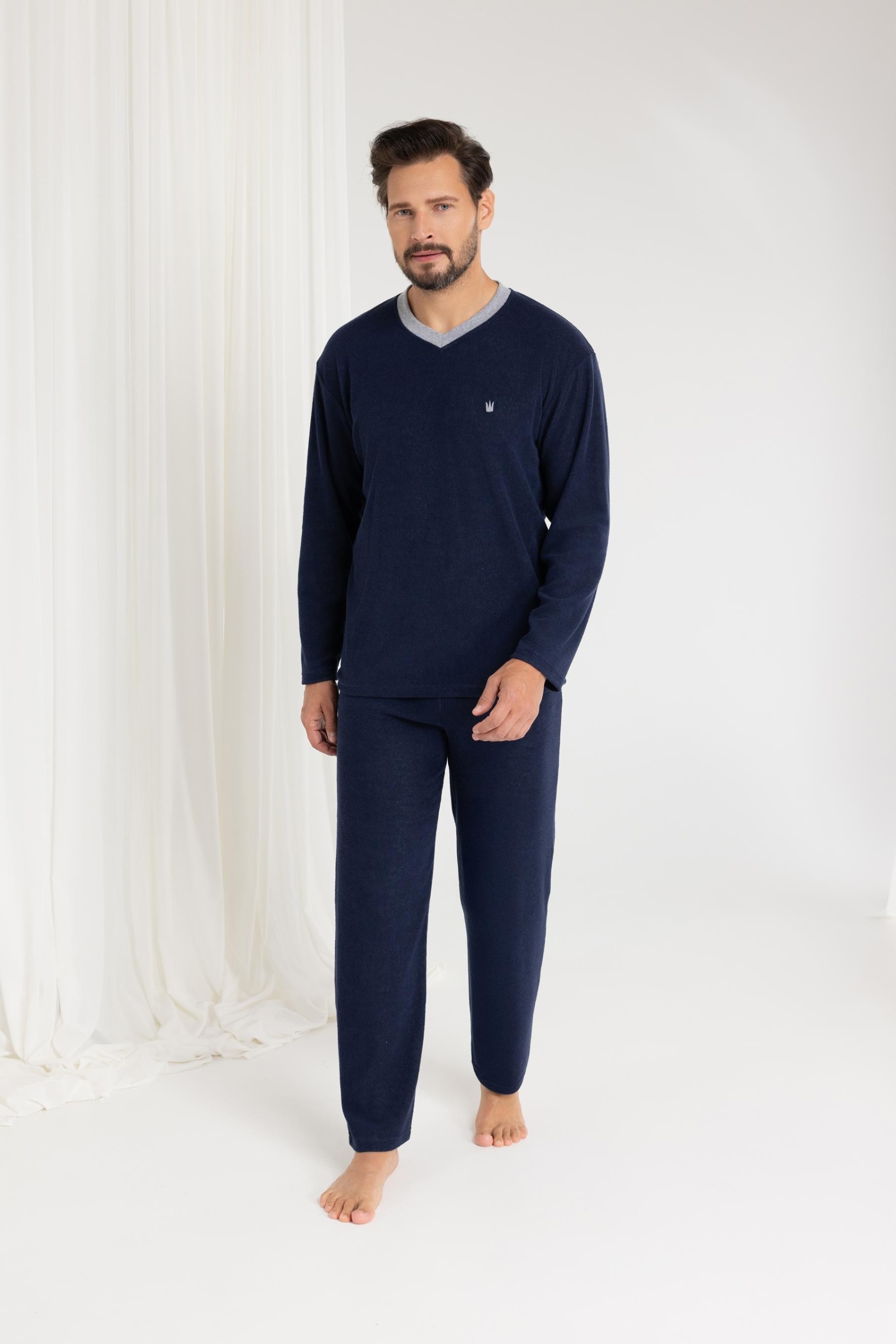 Pánské Pyžamo 489 Frotte Dr M, tmavě modrá barva