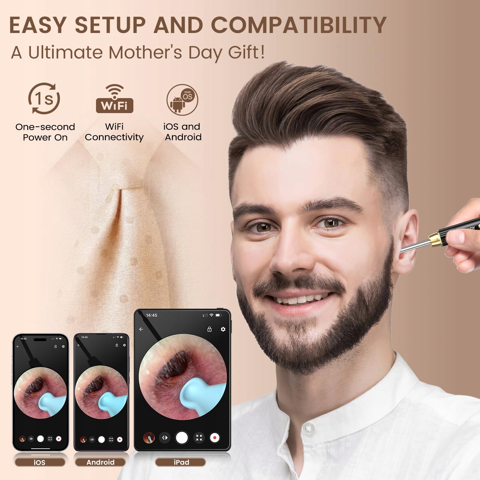 KEKOY P8 Usuwacz Woskowiny Kamera HD 1920P IP67 Wifi iOS Android — miniatura 3