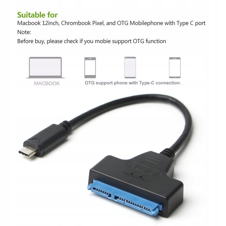 KABEL ADAPTER PRZEWÓD USB 3.1 SATA DYSK 2,5 typ C Kod producenta 5904310900188