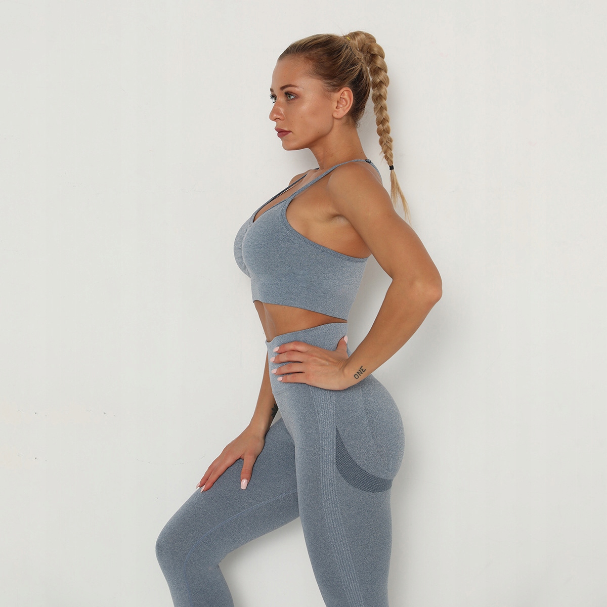 KOMPLET sportowy dwuczęściowy LEGGINSY top ZESTAW na siłownię FITNESS L Rozmiar L