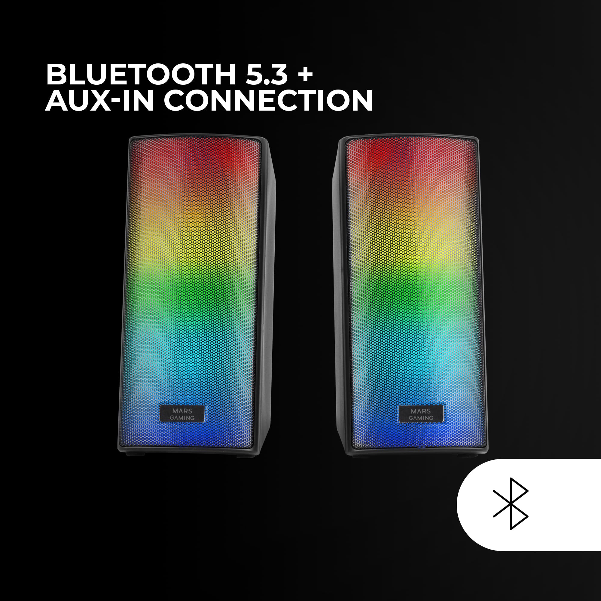 MARS GAMING MSRGB2 Głośnik Bluetooth 15W RGB DSP Kompaktowy Czarny — miniatura 4