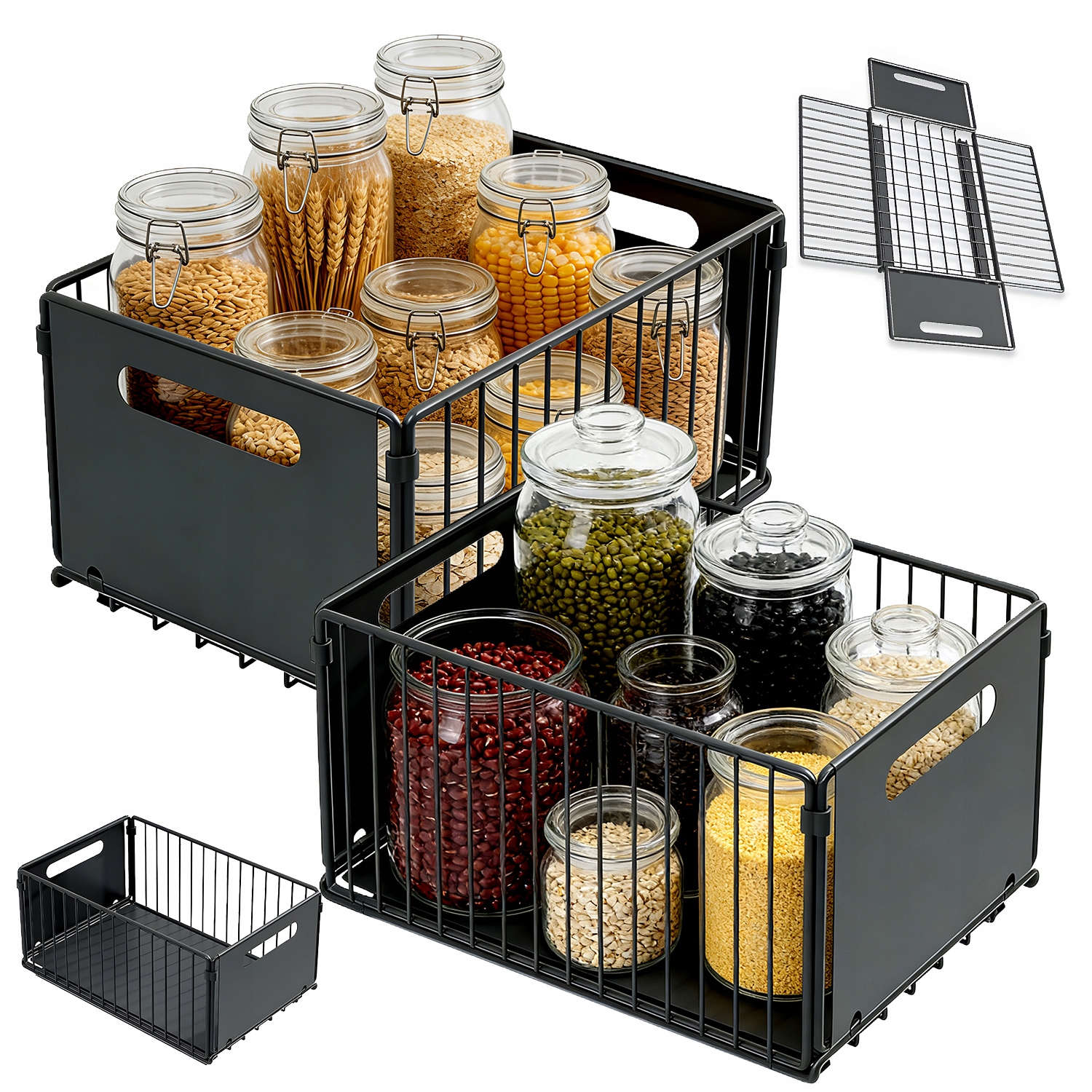 2 Ks Výsuvných Polic Pro Skladování Šuplík Ocel