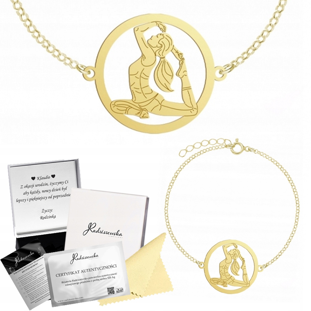 Náramek Zlatá Jóga Ankr Stříbro 925 Narozeniny Šperky Gravírování Bonus
