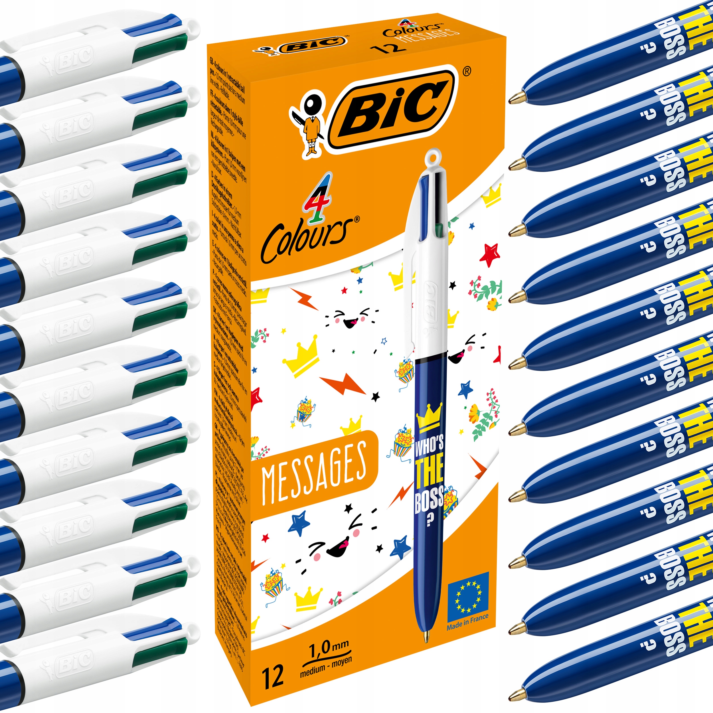 Bic 4COLOURS Zestaw Message Długopis Automatyczny 4 Szkolny 12 Szt