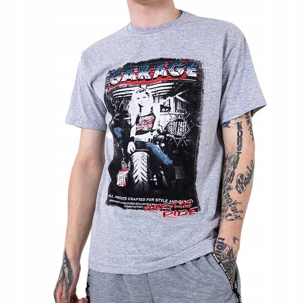 

DRT04 Szary Jasnoszary Męski T-shirt XXL-44
