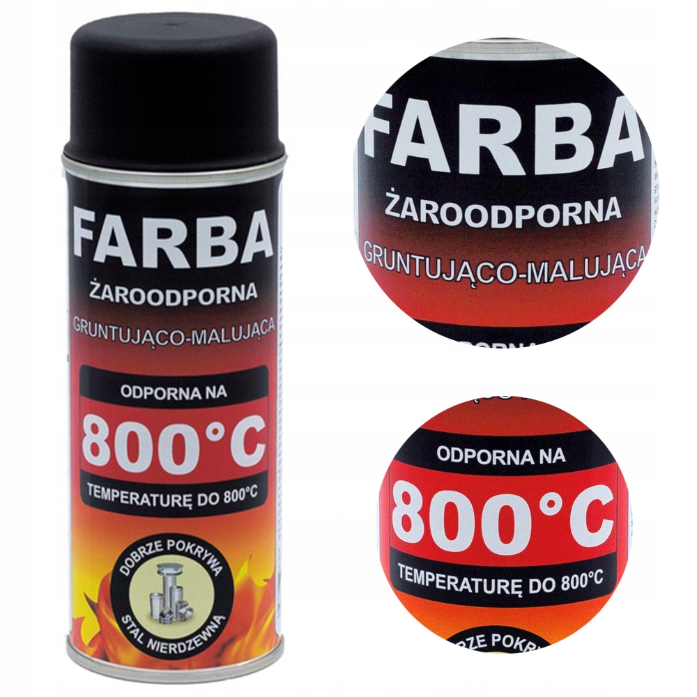 

Farba spray żaroodporny 400 ml Hansa Czarny 800°