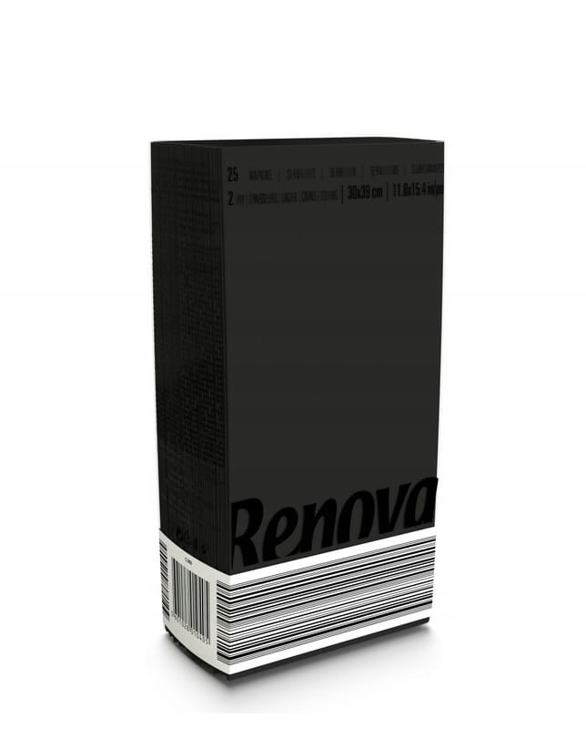 

Czarne składane serwetki Renova 39x30cm, 25 sztuk