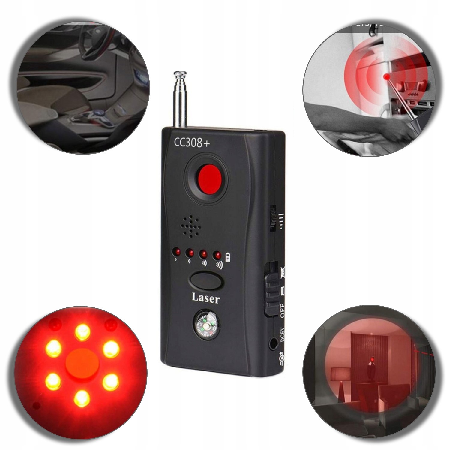 ANTY SZPIEG WYKRYWACZ KAMER PODSŁUCHÓW GPS GSM DETEKTOR LOKALIZATOR LASER Kod producenta 00028H3