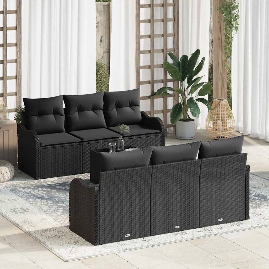 Sada zahradních pohovek s polštářem 7 pcs Černá 55 x 55 x 37 cm Černá 33542