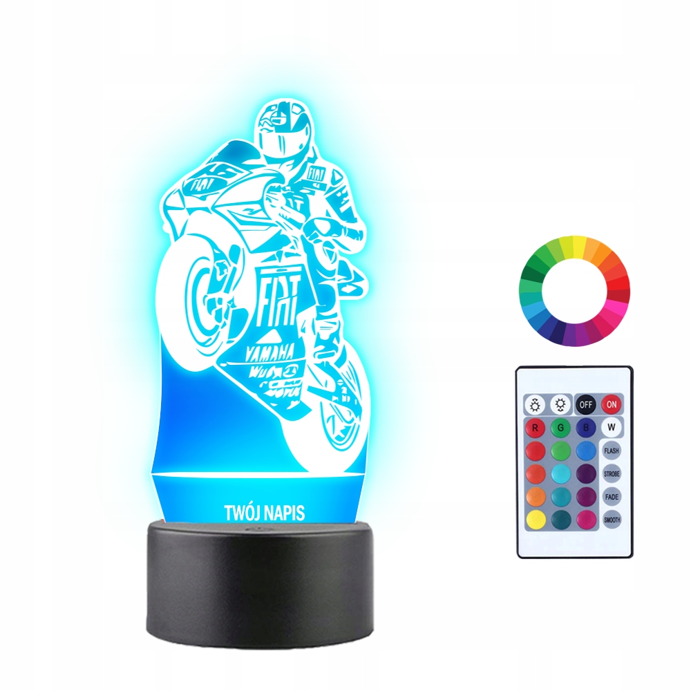 Lampka Nocna 3D LED MotoGP Motor Motocykl Prezent