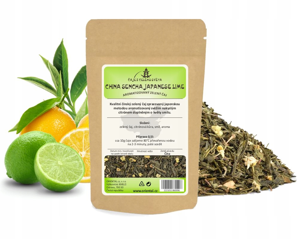 Levně Zelený aromatizovaný čaj China Sencha Japanese Lime 1000 g