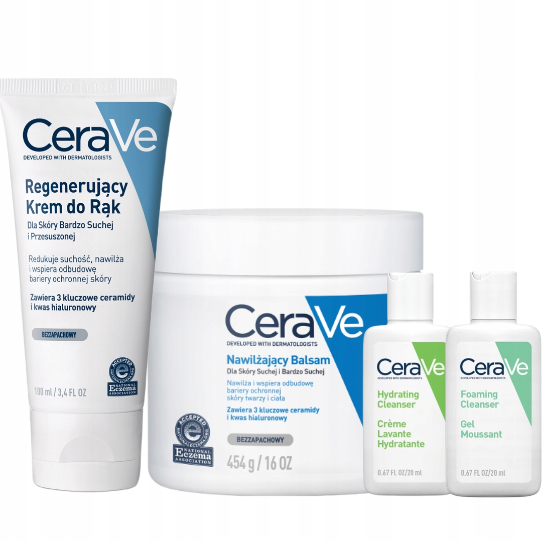 CeraVe Nawilżający Balsam 454g, Krem do Rąk Regenerujący 100ml