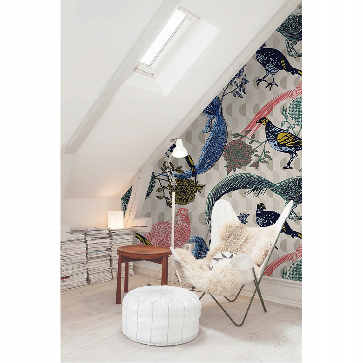 

Tapeta ścienna Vintage ptaszki i kwiaty 250x104 cm