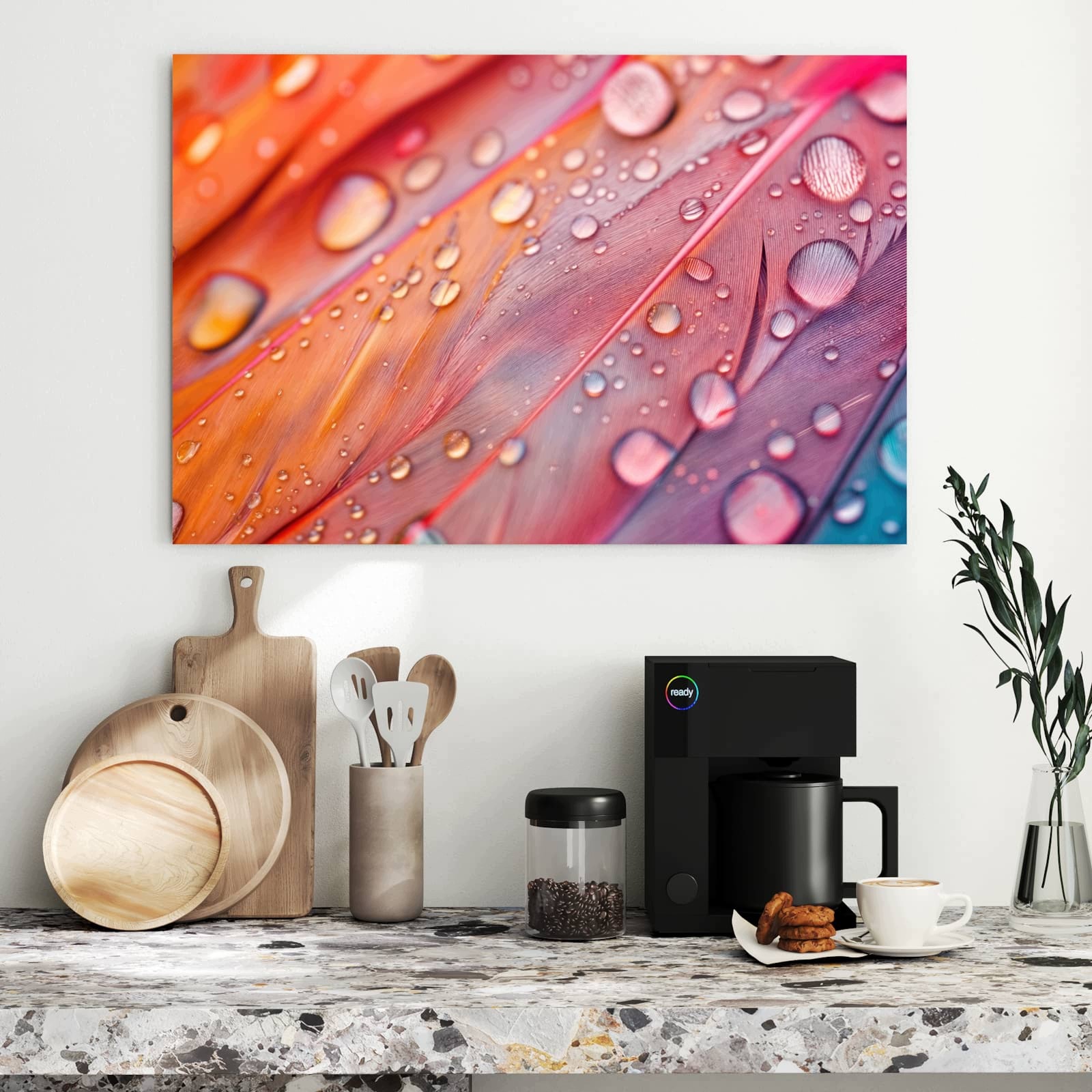 Magnetická tabule Kapky vody Peří 90 × 60 cm