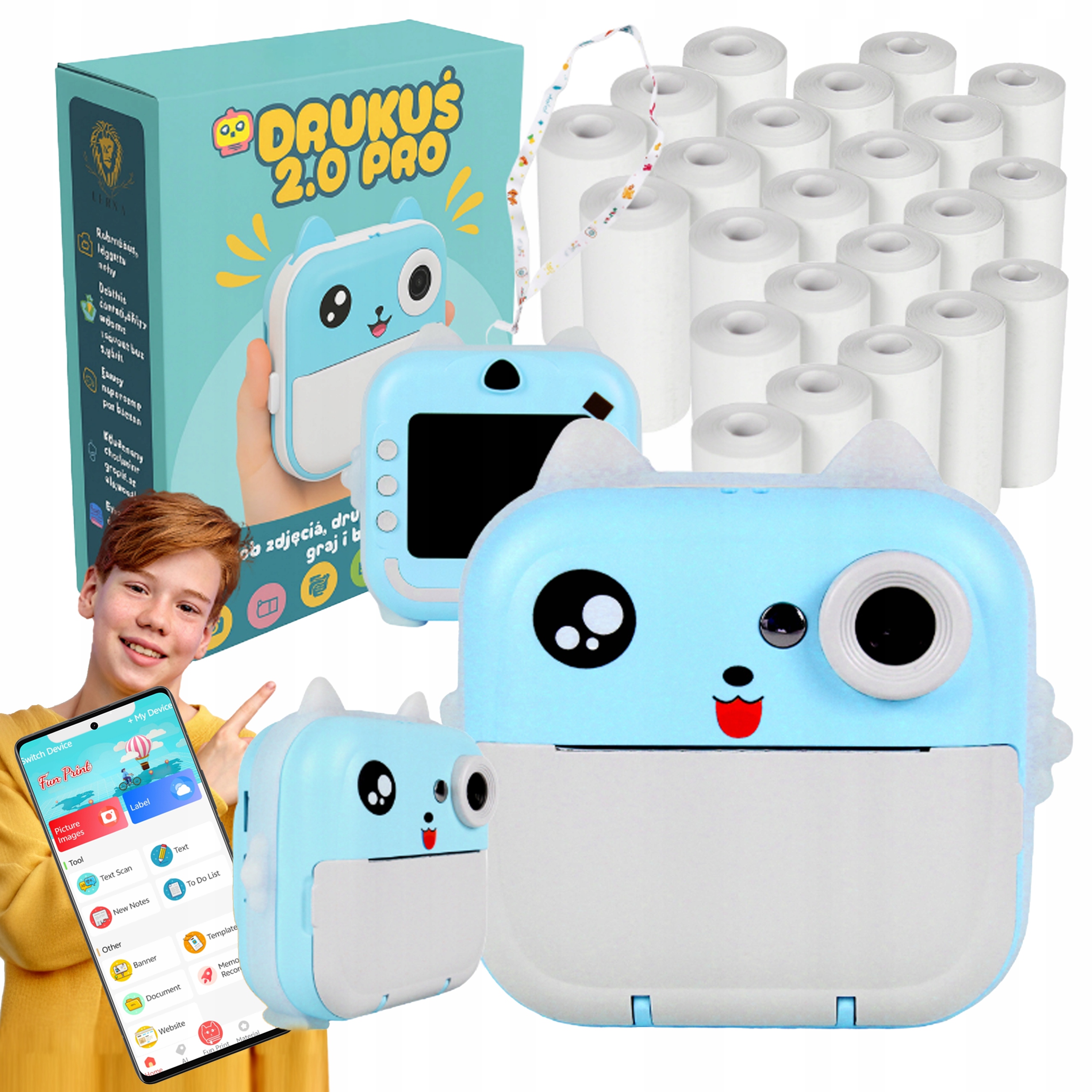 Drukuś Mini Drukarka Aparat Fotograficzny Natychmiastowy Termiczna 23 Rolek
