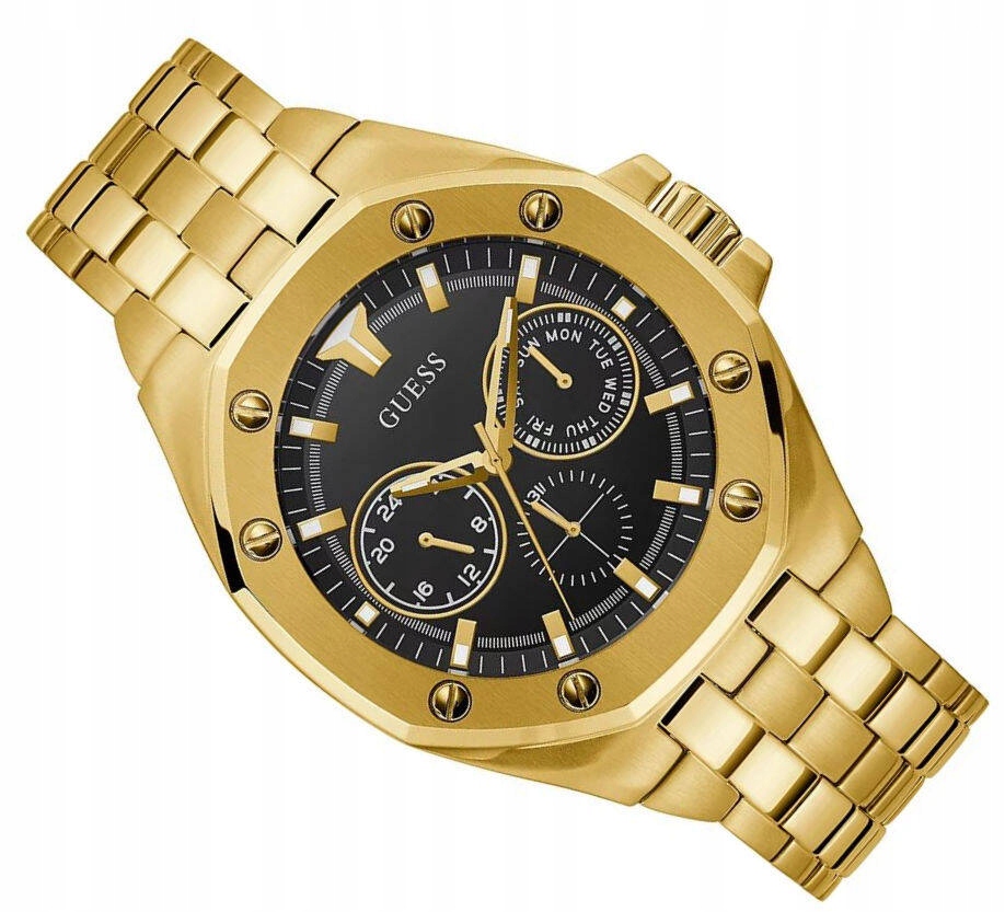 Zlaté Pánské Sportovní Hodinky Guess Top Gun GW0278G2 50M Vodotěsné