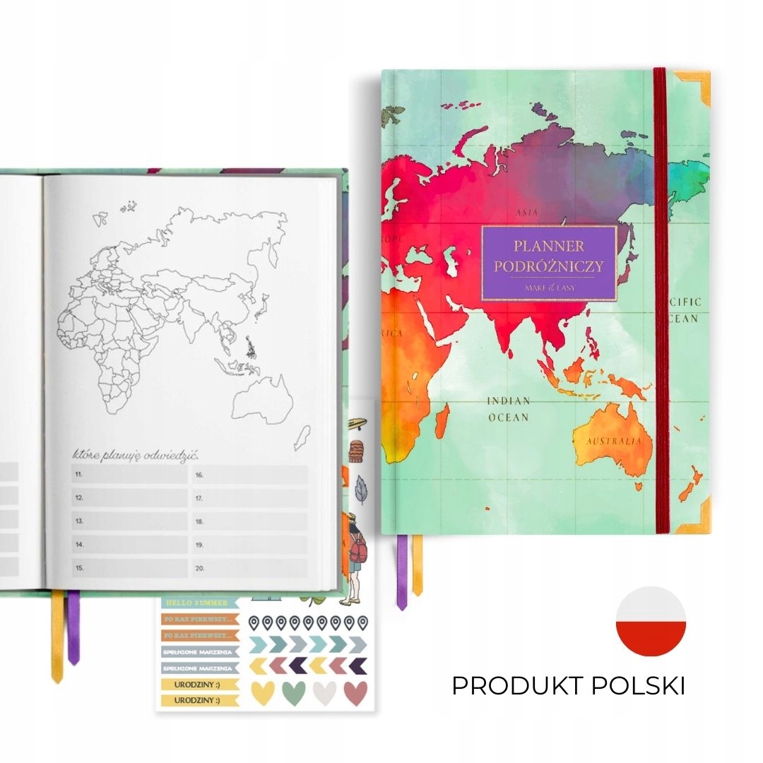 Planner podróżniczy. Przewodnik. Kalendarz podróży