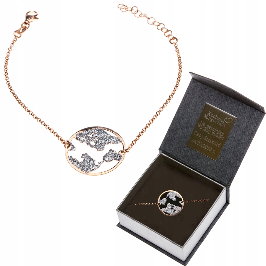 

Bransoletka pozłacana globus kula ziemska podróż