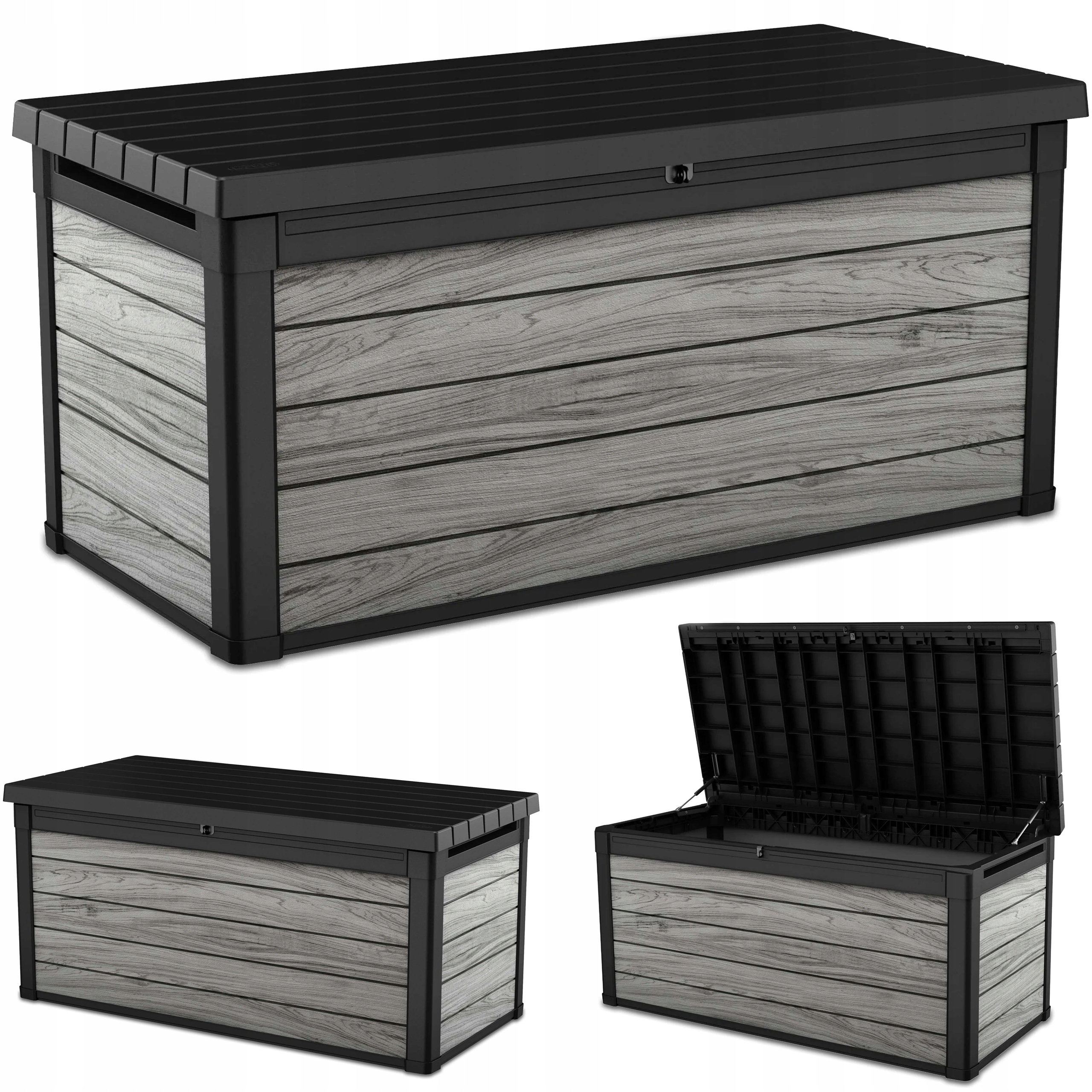 Balkónová záhradná skrinka Keter Deco 570L Úložný priestor na balkón Záhrada šedá