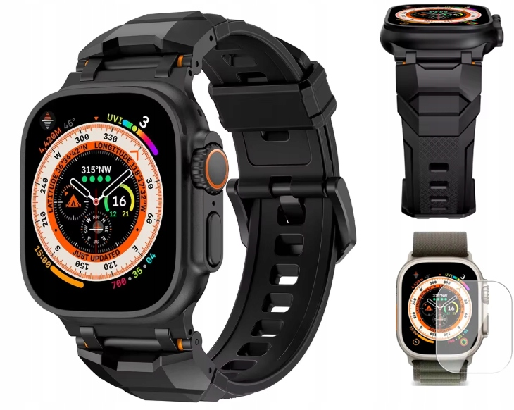 Pasek Silikonowy Do Apple Watch Ultra 1 2 3 49MM Szkło Hartowane