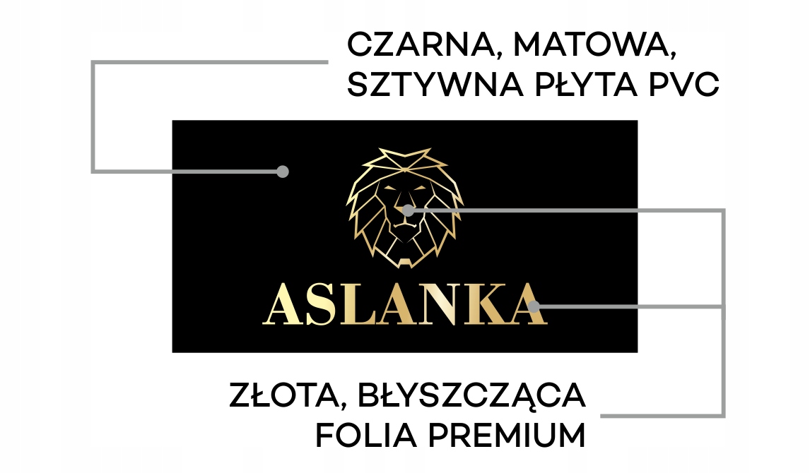 ELEGANCKA REKLAMA FIRMY / CZARNA BIAŁA TABLICA ZE ZŁOTYM LOGO GLAMOUR SZYLD Marka bez marki