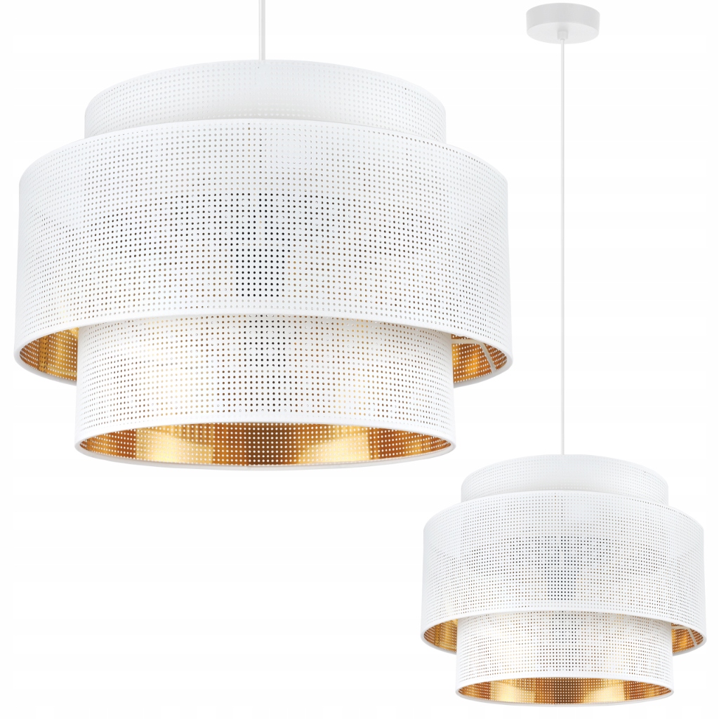 Závěsná Stropní Lampa S Bílým Lustrem A Velkým Kulatým Stínidlem Do Ložnice