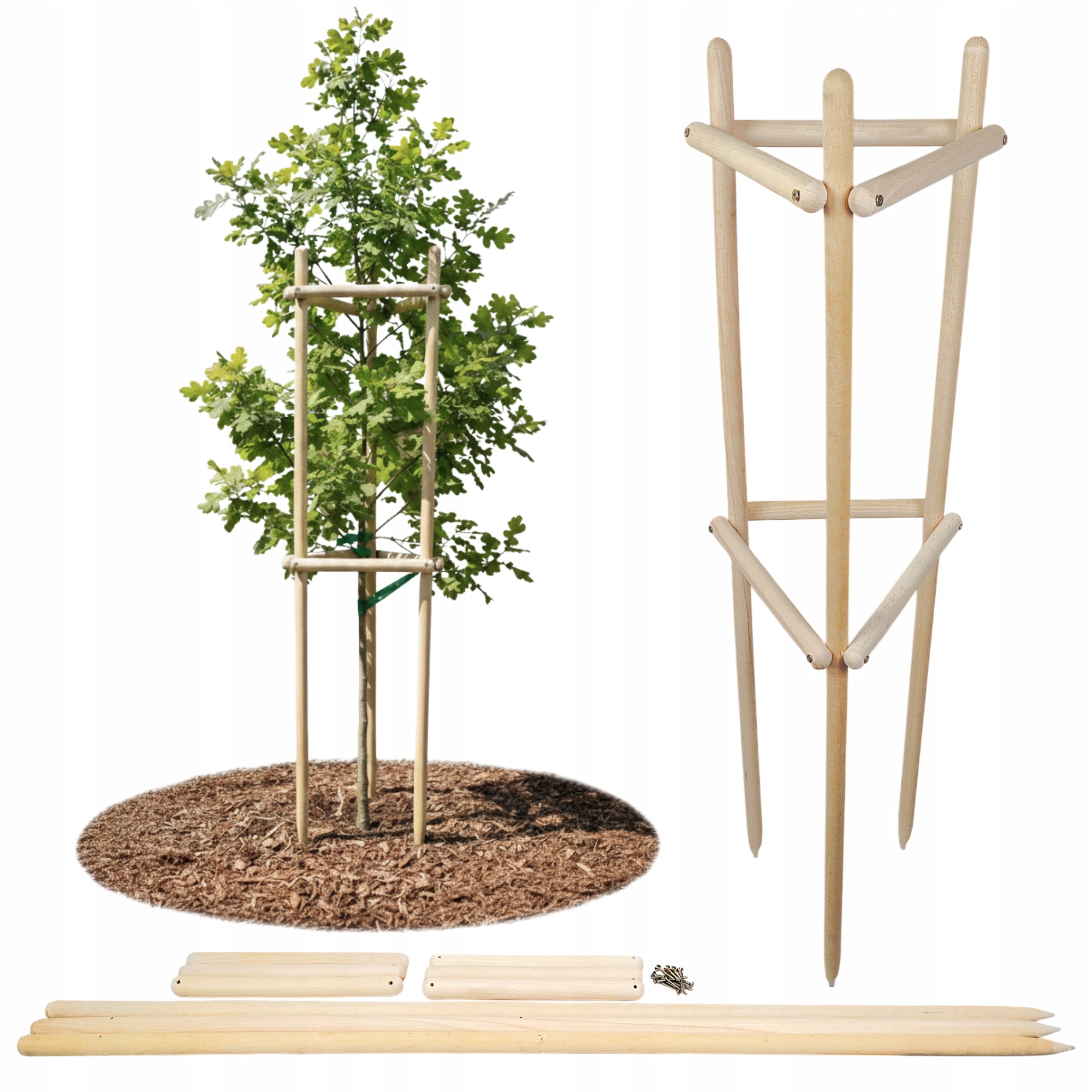 PODPORA TRÓJKĄTNA 170 CM FI 28 DREWNIANY WSPORNIK DO ROŚLIN KATALPY TRÓJKĄT