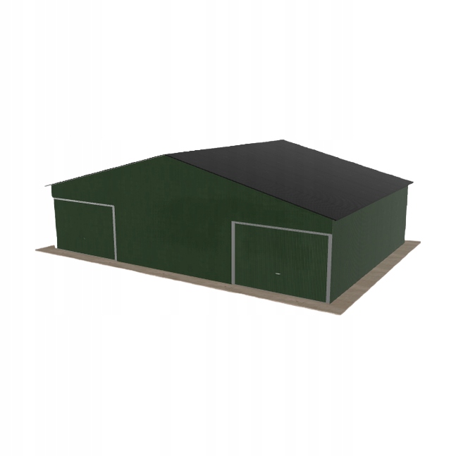 Plechová garáž 10.5x7.5 m dvoupolohová, dvouspádová, zelená