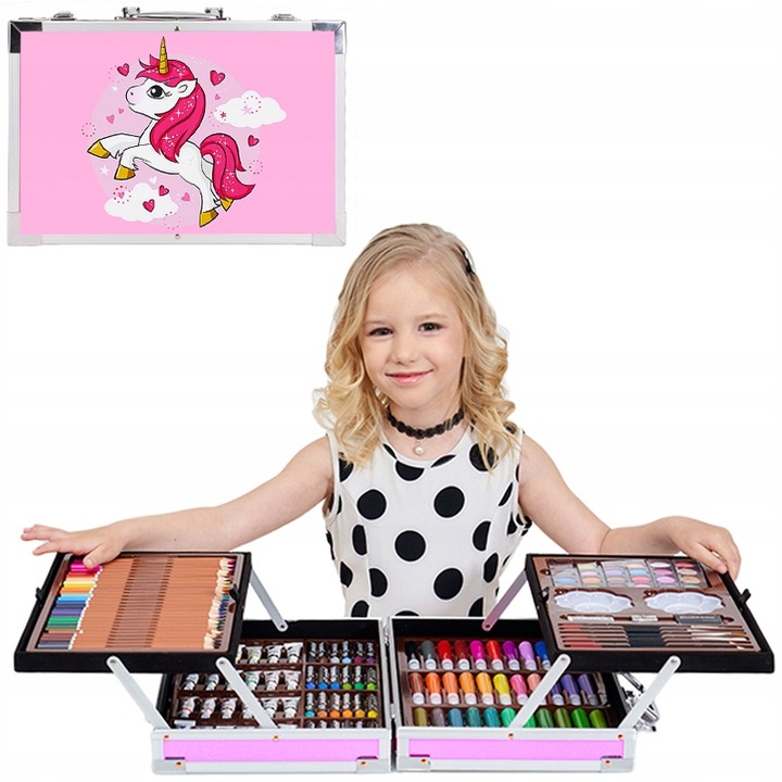 ZESTAW PLASTYCZNY DO MALOWANIA ARTYSTYCZNY DLA DZIECI WALIZKA DUŻY XXL Waga produktu z opakowaniem jednostkowym 1 kg