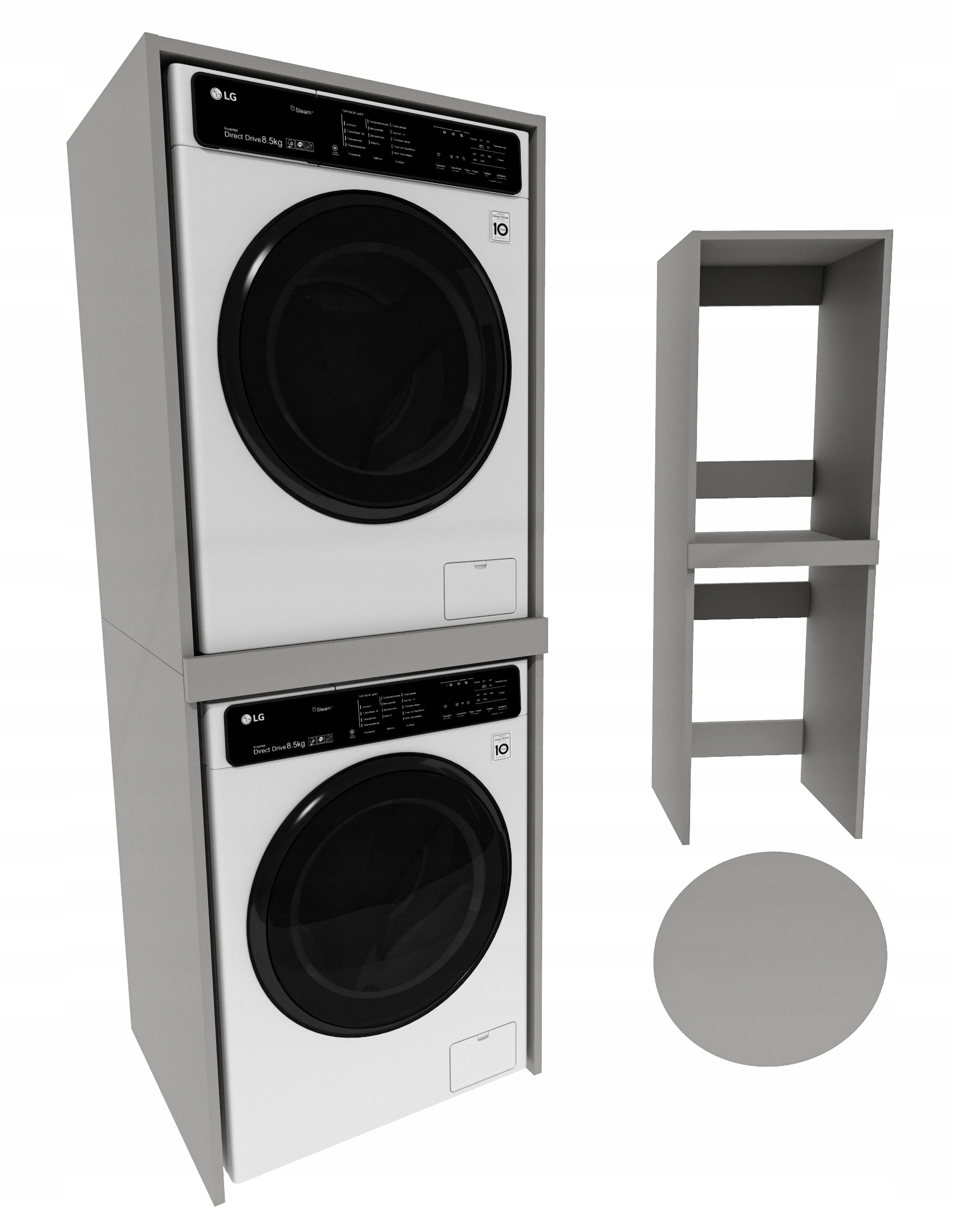 Skříňka na pračku, sušička do koupelny, regál, sloupek, pračka, sušička šedá