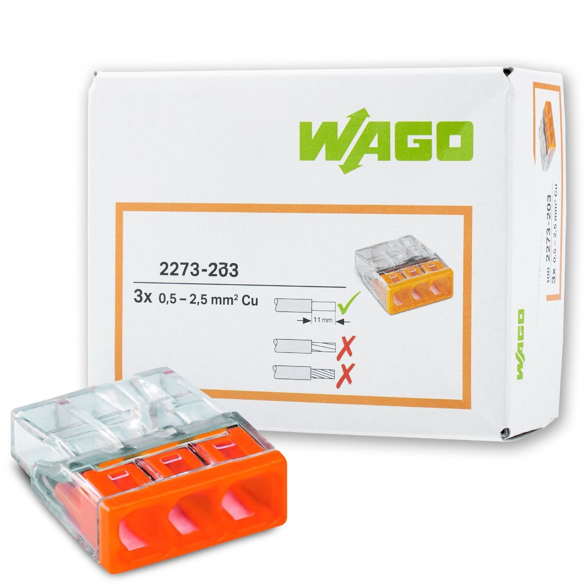

100x Złączka Instalacyjna 2.5mmx3 2273-203 Wago