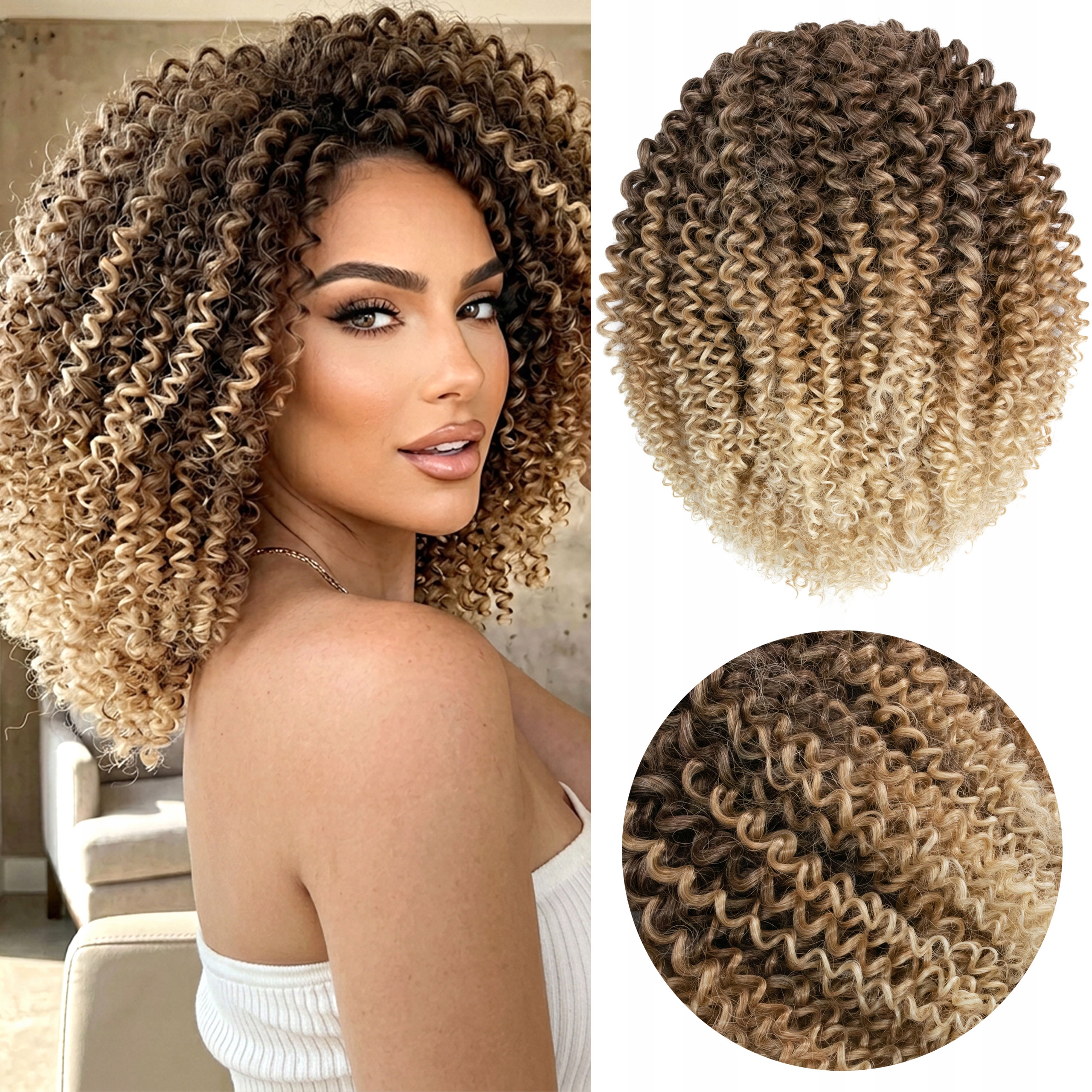 Włosy syntetyczne sztuczne Afroloki Pola Pro mocny skręt 250g 30cm ombre