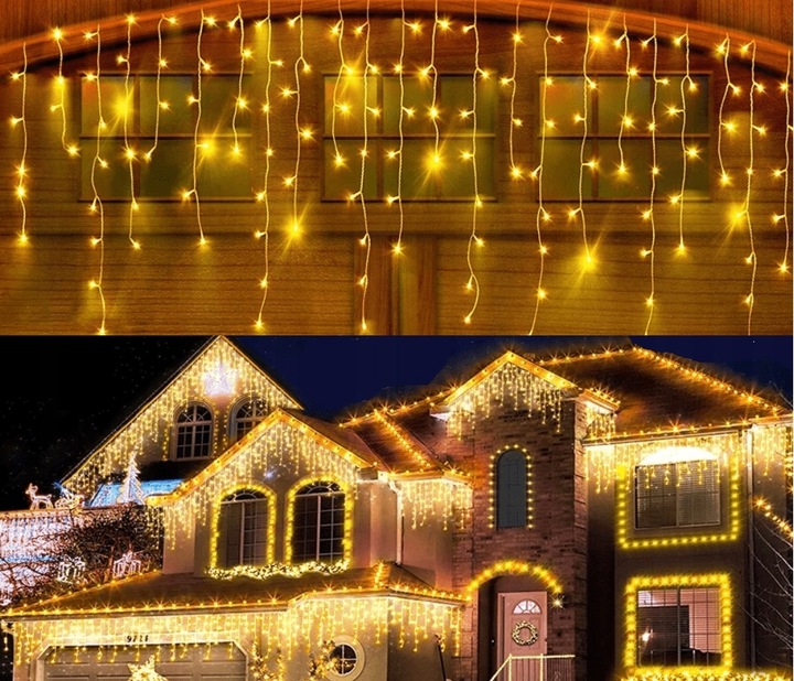 SOPLE FLASH ZEWNĘTRZNE 500LED LAMPKI STAŁE + FLASH CIEPŁE IP44 23,5m Motyw sople