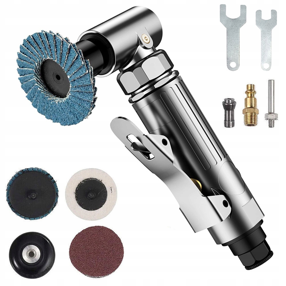 Pneumatická Bruska Přímá 90° 1/4" Kotouče 80/400 Mesh Sada Pro Řezání