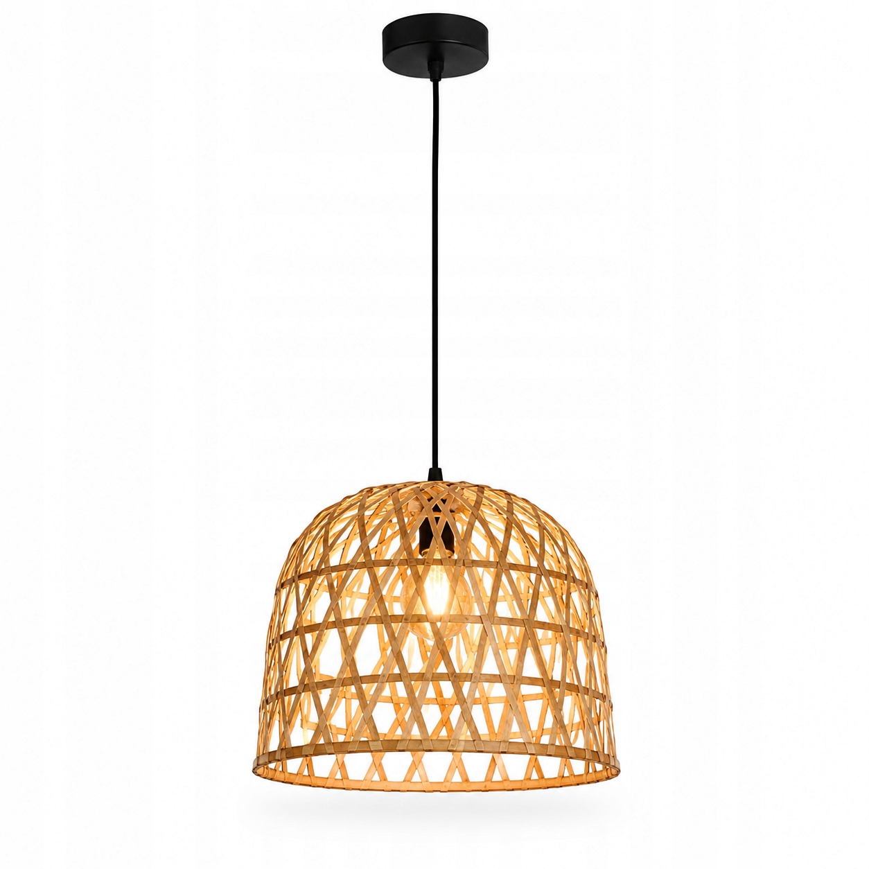 Závěsná lampa Bambus Boho Rattan E27 Přírodní do obývacího pokoje Jídelna