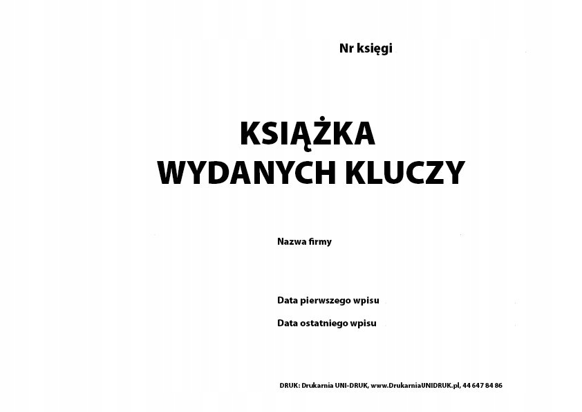 

Rejestr Książka wydanych kluczy numerowana