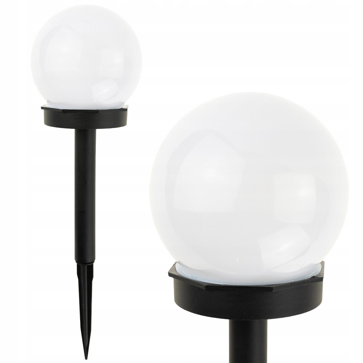 

lampa solarna ogrodow mleczna Biała Kula 10cm