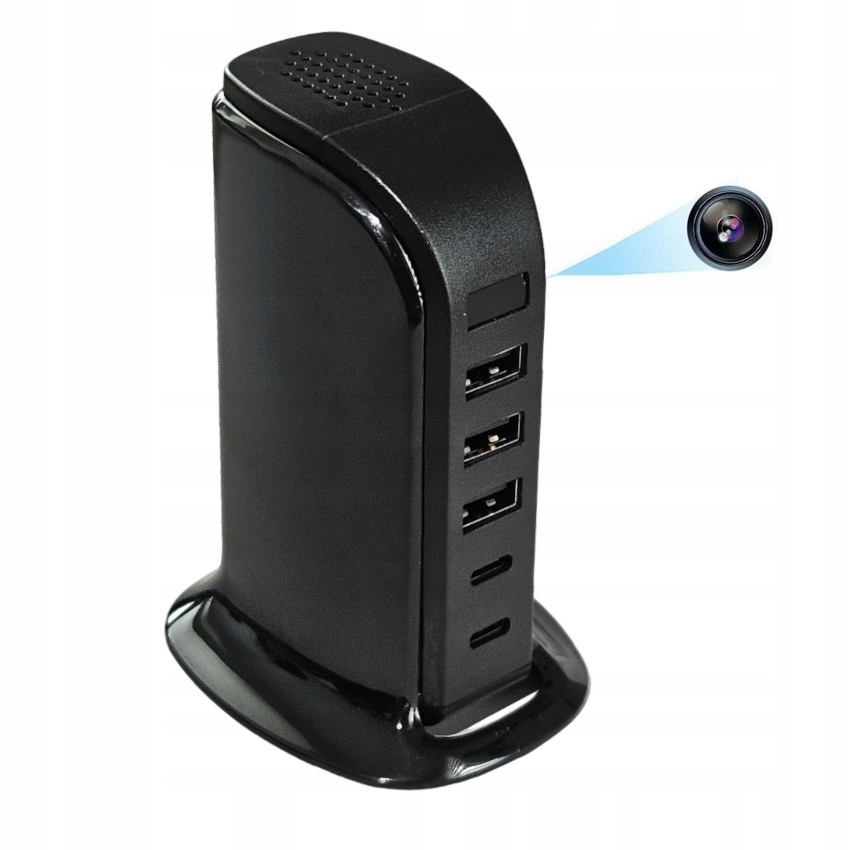 Kamera Nabíječka 3xUSB 2xTyp C Skrytá Špionážní Full Hd Wifi