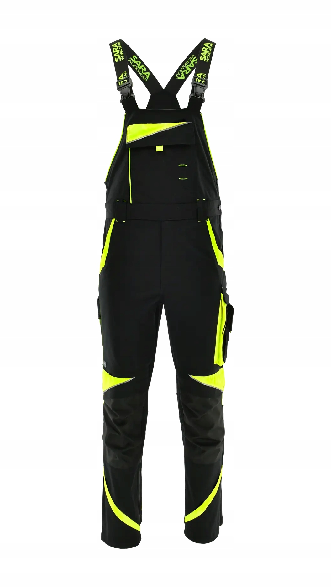 Sara workwear spodnie robocze ogrodniczki Neoflex czarny/żółty 62