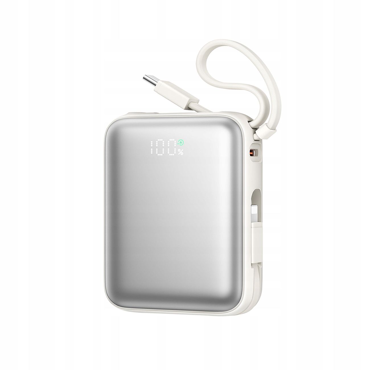 Powerbanka 10000 mAh 22.5 W s vestavěnými kabely Usb-c Lightning bílá