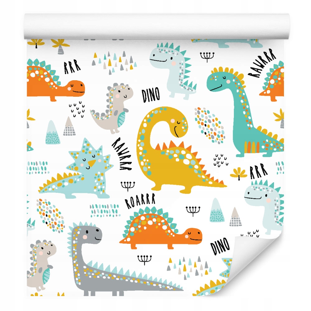 Tapeta pro děti barevní dinosauři, hory, příroda